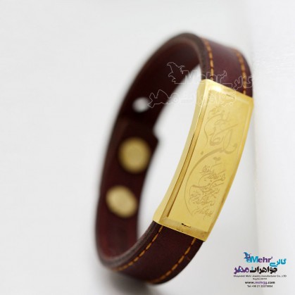دستبند طلا و چرم - طرح وان یکاد-SB0896